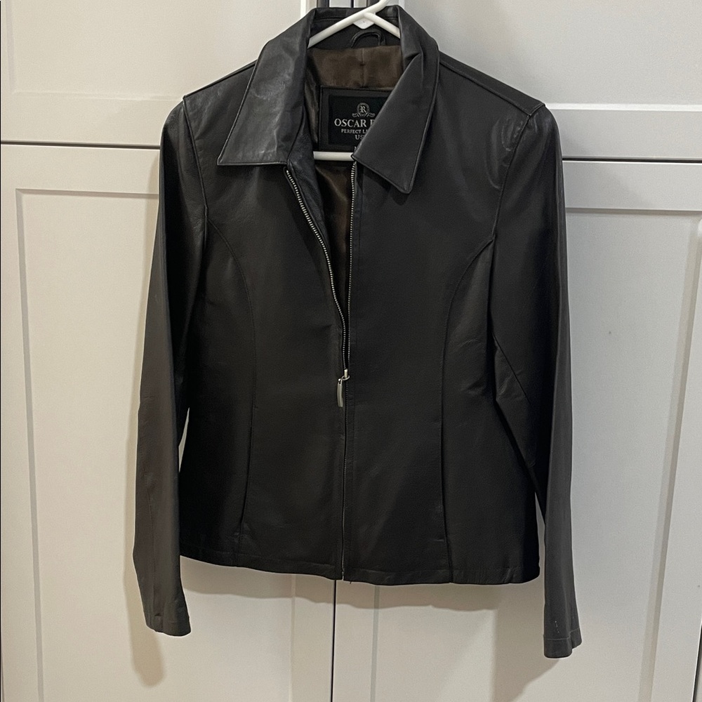 Oscar Piel Brown Leather Jacket for Women
